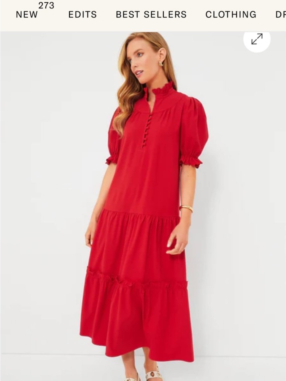 Pomander Place Tuckernuck Red Selena Maxi Dress with Puff Sleeves